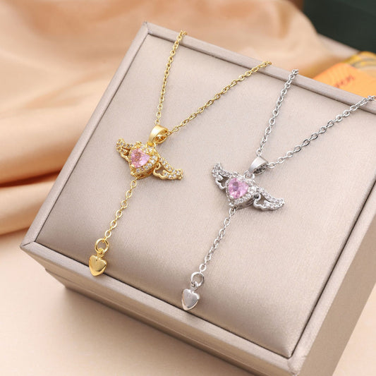 Colar Coração Cupido com Asas de Anjo – Elegância e Romance